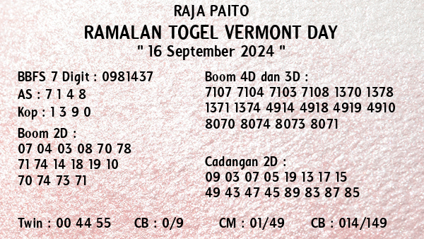 Prediksi Vermont Day