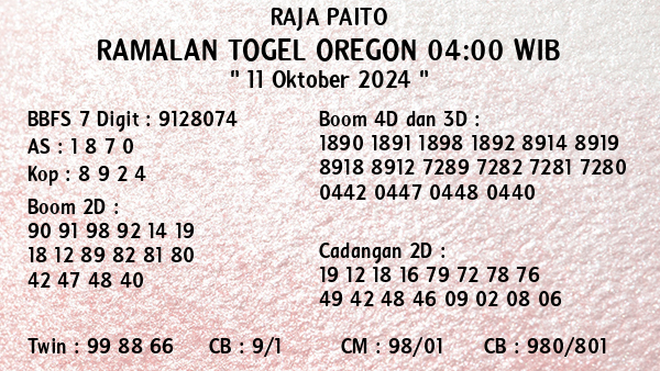 Prediksi Oregon 04:00 WIB